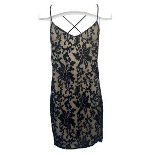 Lovers + Friends Black Lace Dress Gown Size XSmall Lace Up Cocktail Evening